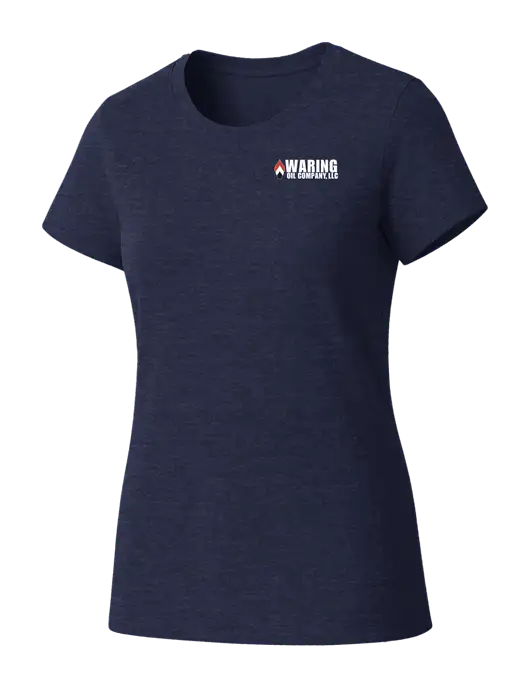 Womens Seriously Soft Heathered Navy T-Shirt w/Waring Oil Logo