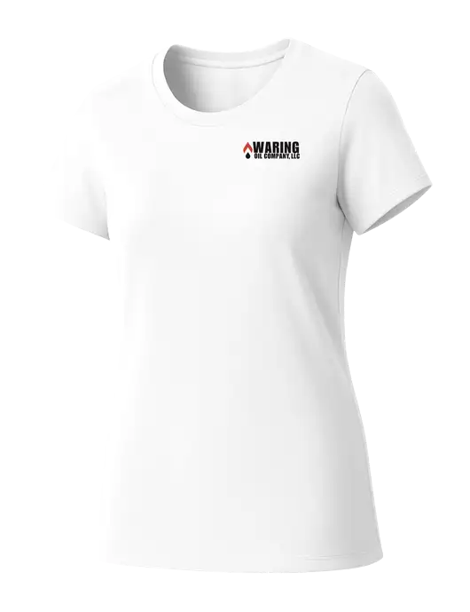 Womens Seriously Soft White T-Shirt w/Waring Oil Logo