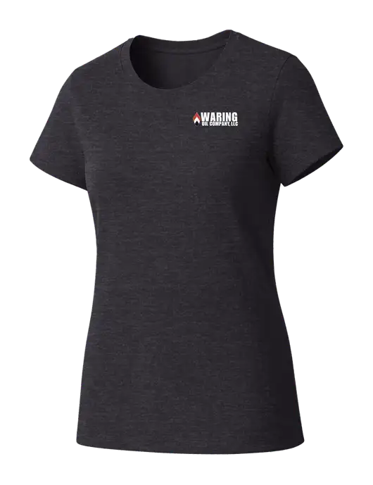 Womens Seriously Soft Heathered Charcoal T-Shirt w/Waring Oil Logo