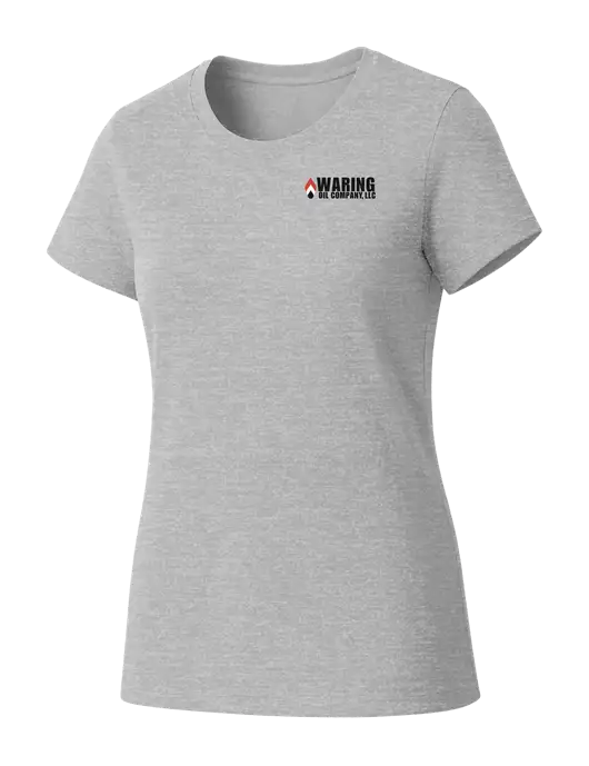Womens Seriously Soft Light Heathered Grey T-Shirt w/Waring Oil Logo