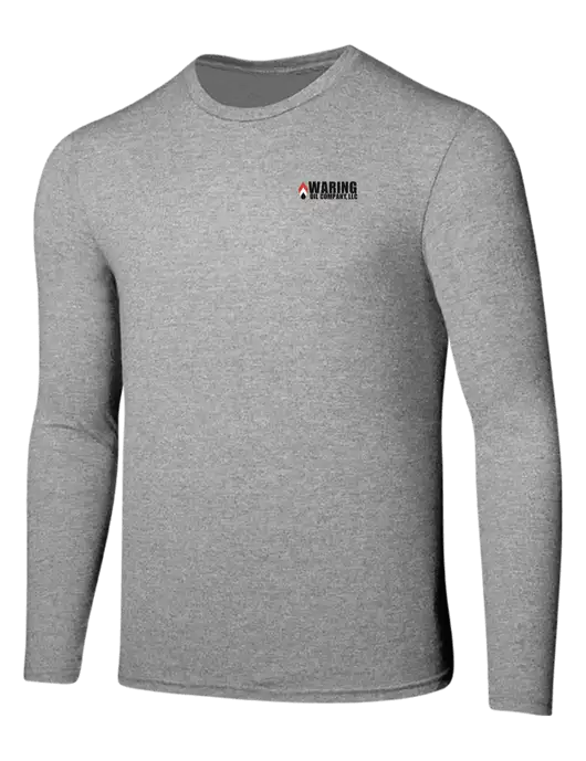 Seriously Soft Light Heathered Grey Long Sleeve T-Shirt w/Waring Oil Logo