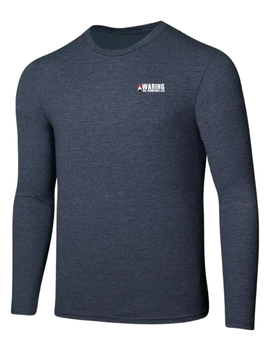 Seriously Soft Heathered Navy Long Sleeve T-Shirt w/Waring Oil Logo