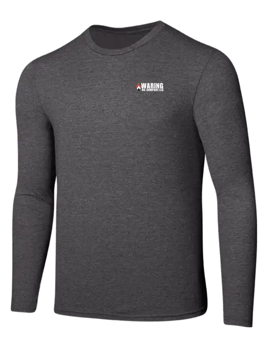 Seriously Soft Heathered Charcoal Long Sleeve T-Shirt w/Waring Oil Logo