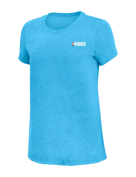 Womens Simply Soft Turquoise Frost 4.5oz  Poly/Combed Ring Spun Cotton T-Shirt w/Waring Oil Logo