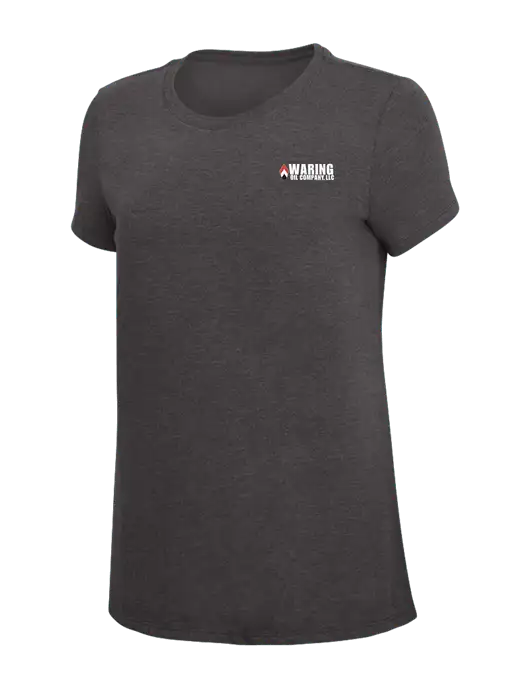 Womens Simply Soft Heather Charcoal 4.5oz  Poly/Combed Ring Spun Cotton T-Shirt w/Waring Oil Logo