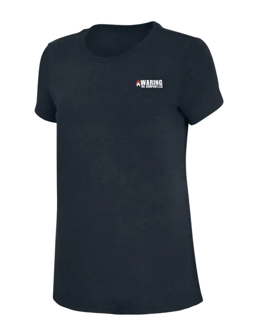 Womens Simply Soft Navy 4.5oz Poly/Combed Ring Spun Cotton T-Shirt w/Waring Oil Logo