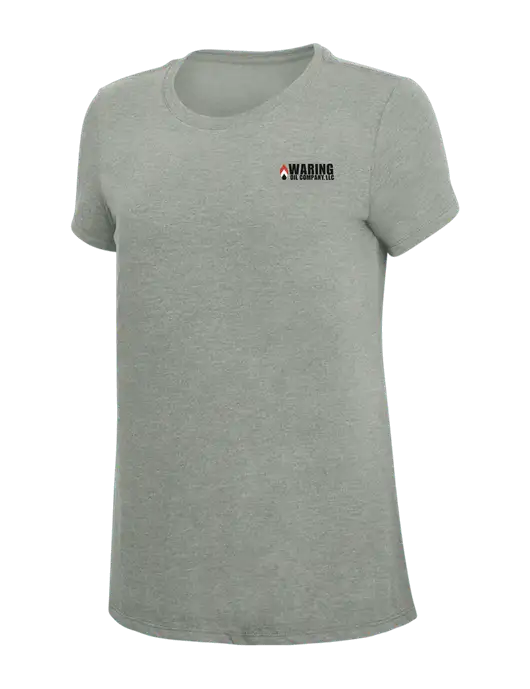Womens Simply Soft Grey Frost 4.5oz  Poly/Combed Ring Spun Cotton T-Shirt w/Waring Oil Logo