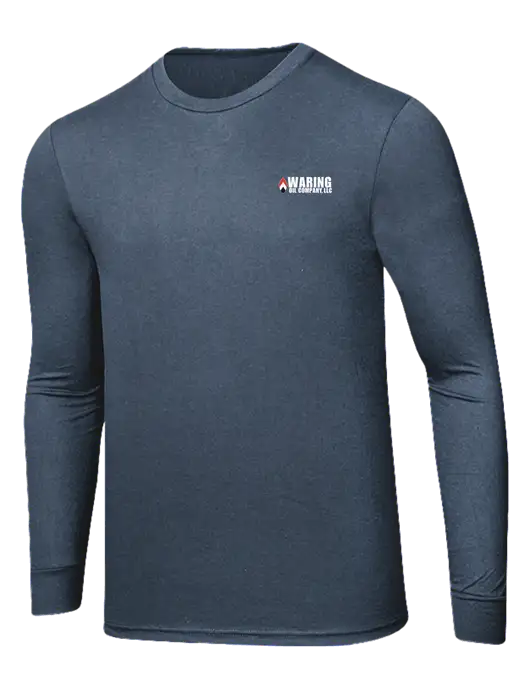 Simply Soft Long Sleeve Navy Frost 4.5 oz, Poly/Combed Ring Spun Cotton T-Shirt w/Waring Oil Logo