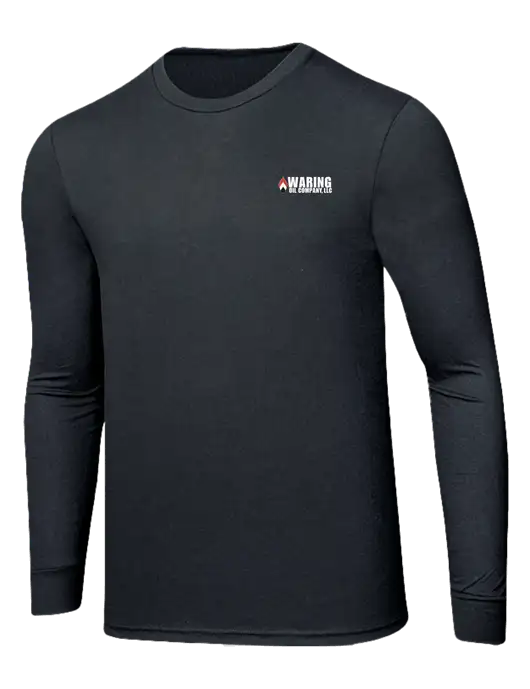 Simply Soft Long Sleeve Black Frost 4.5 oz, Poly/Combed Ring Spun Cotton T-Shirt w/Waring Oil Logo