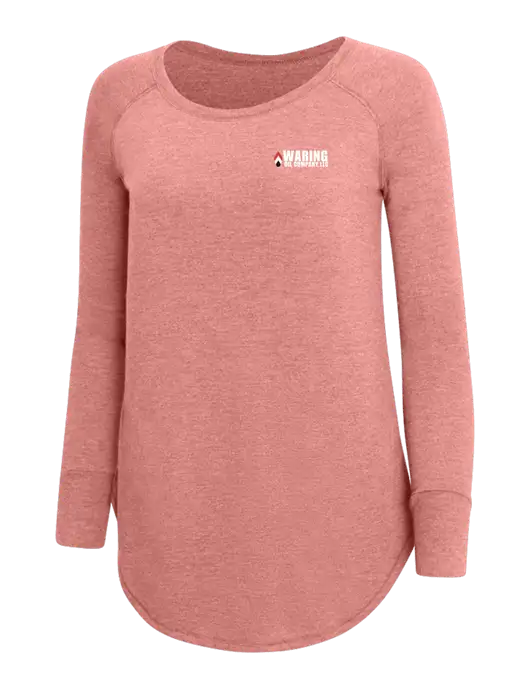 Womens Perfect Wide Collar Tunic Tri-Blend Blush Frost 4.5 oz T-Shirt w/Waring Oil Logo