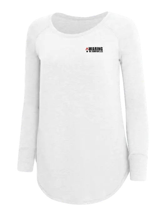 Womens Perfect Wide Collar Tunic Tri-Blend White 4.5 oz T-Shirt w/Waring Oil Logo