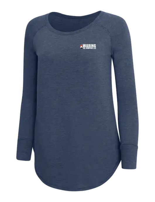 Womens Perfect Wide Collar Tunic Tri-Blend Navy Frost 4.5 oz T-Shirt w/Waring Oil Logo