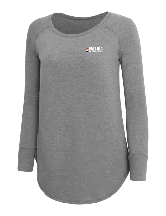Womens Perfect Wide Collar Tunic Tri-Blend Grey Frost 4.5 oz T-Shirt w/Waring Oil Logo