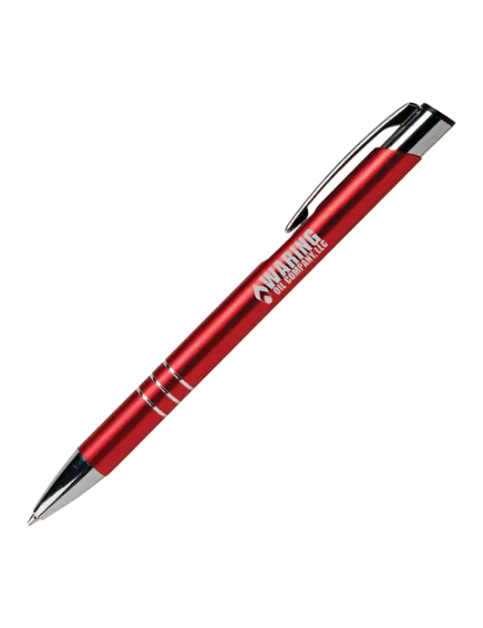 Laurent Red Pen - Black Ink w/Waring Oil Logo
