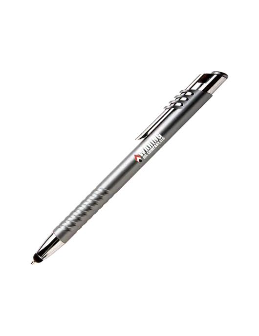 Schirhart Grey Stylus Pen - Blue Ink w/Waring Oil Logo