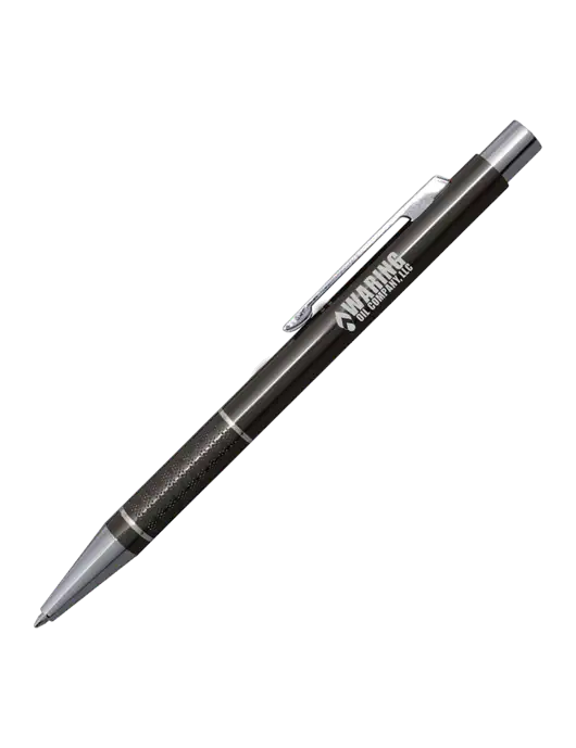 St George Gunmetal Pen - Blue Ink w/Waring Oil Logo
