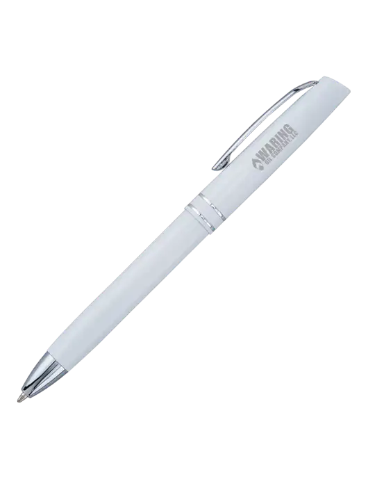 White Anguilla Black Ink Pen w/Waring Oil Logo