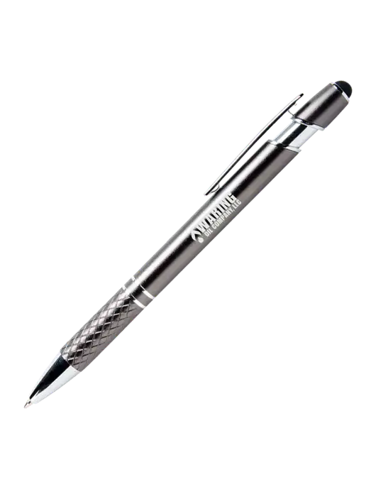 Valencia Gunmetal Stylus Pen - Black Ink w/Waring Oil Logo
