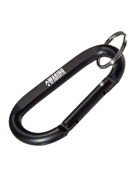 Black Carabiner & Key Ring w/Waring Oil Logo
