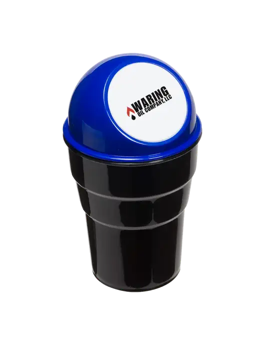 Blue Car Cup Holder Trash Can w/Waring Oil Logo