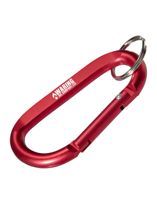 Red Carabiner & Key Ring w/Waring Oil Logo