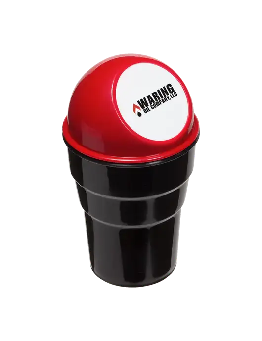 Red Car Cup Holder Trash Can w/Waring Oil Logo