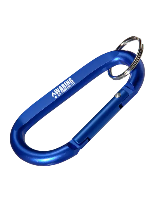 Blue Carabiner & Key Ring w/Waring Oil Logo