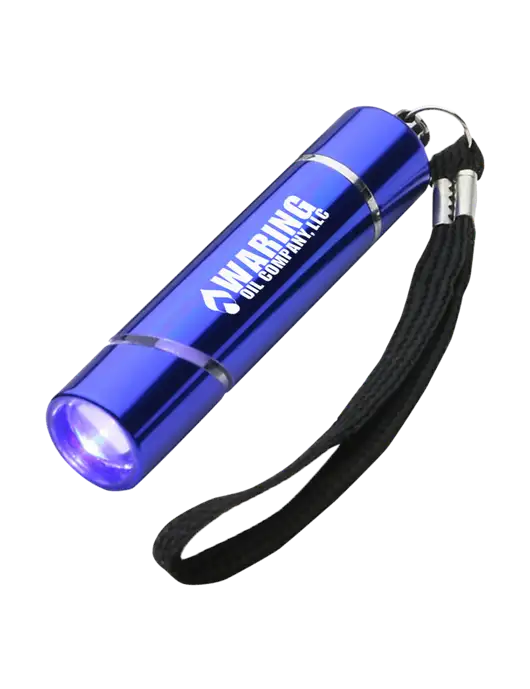 Blue Aluminum Scope LED Flashlight w/Waring Oil Logo