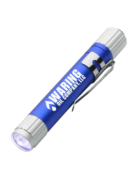 Blue Aluminum LED Penlight w/Waring Oil Logo