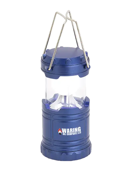 Blue Mini Retro Lantern w/Waring Oil Logo