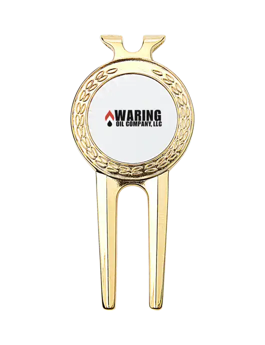 Gold Divot Tool, 1.5 x 3 w/Waring Oil Logo