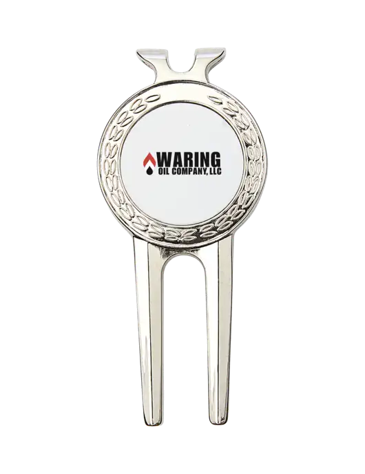 Silver Divot Tool, 1.5 x 3 w/Waring Oil Logo