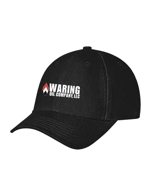 Black Structured Soft Snap Closure Hook & Loop Cap w/Waring Oil Logo