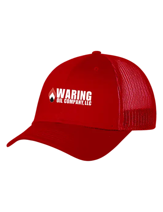 Red Mesh Trucker Cap Snap Back w/Waring Oil Logo