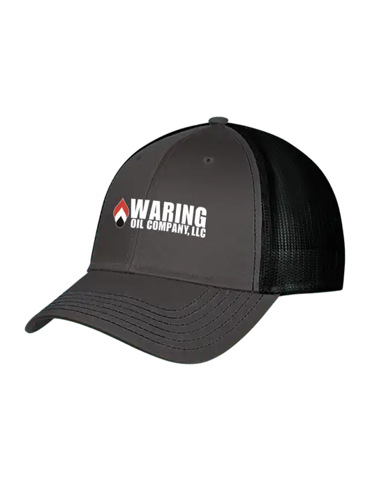 Charcoal/Black Mesh Trucker Cap Snap Back w/Waring Oil Logo