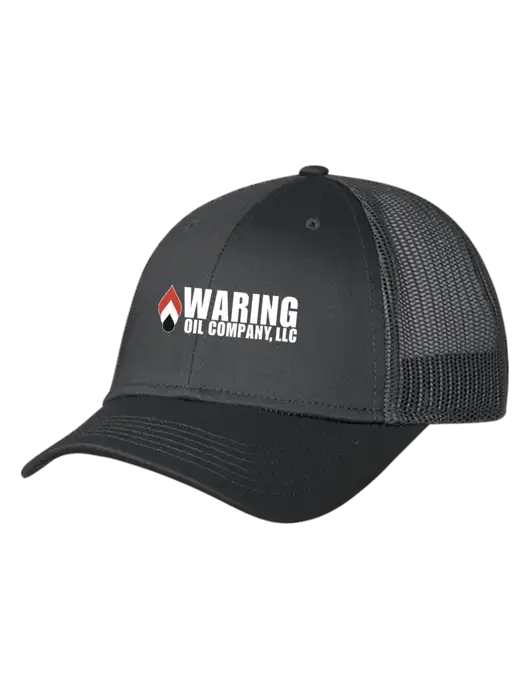 Charcoal Mesh Trucker Cap Snap Back w/Waring Oil Logo