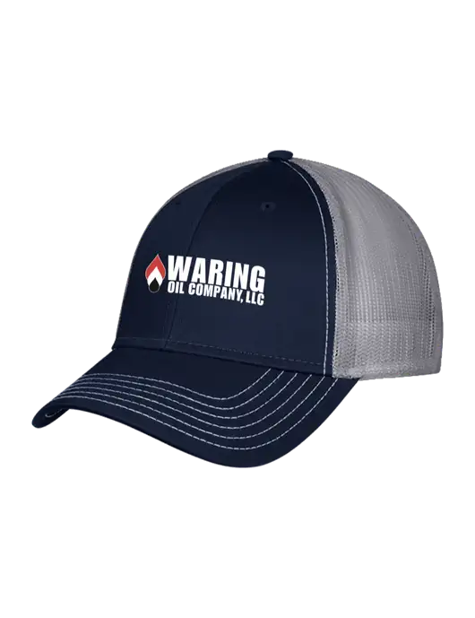 Navy/Grey Mesh Trucker Cap Snap Back w/Waring Oil Logo