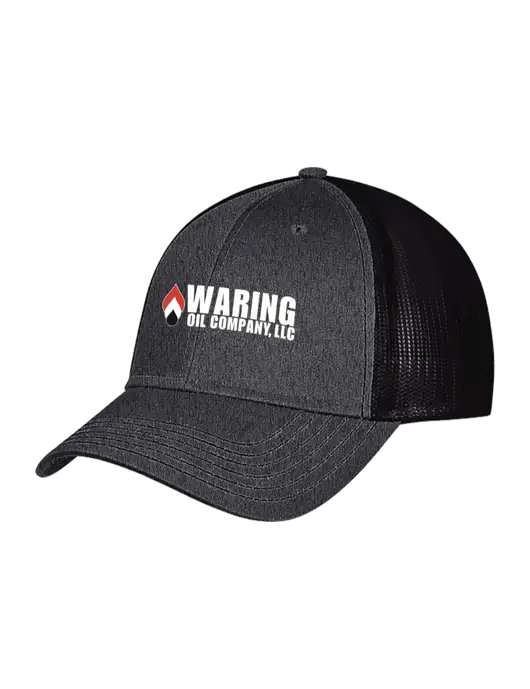 Charcoal Heather/Black Mesh Trucker Cap Snap Back w/Waring Oil Logo