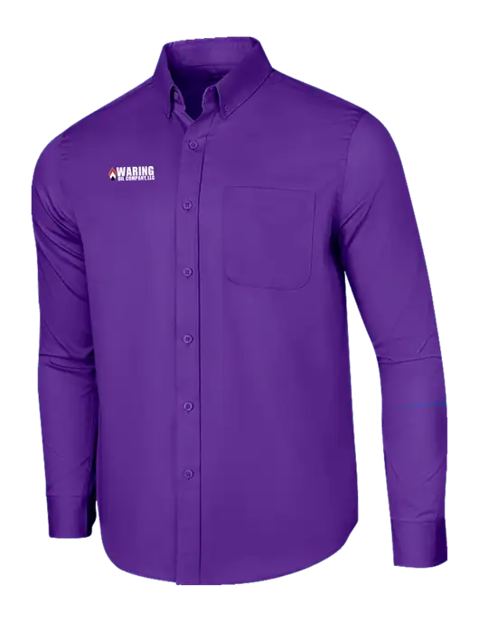 Long Sleeve Purple Superpro React Twill Shirt w/Waring Oil Logo