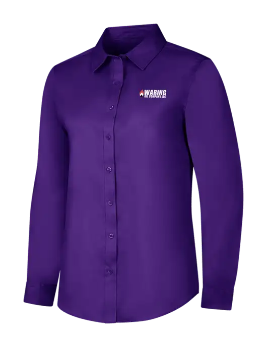 Purple Womens Long Sleeve Superpro React Twill Shirt w/Waring Oil Logo