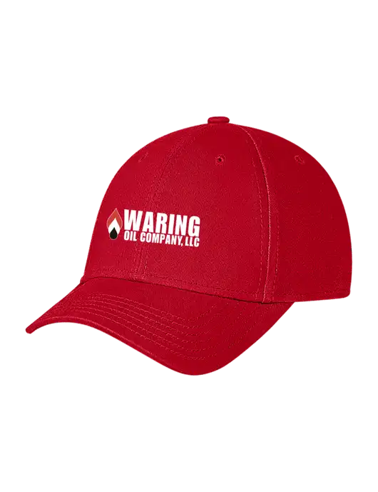 Red Structured Soft Snap Closure Hook & Loop Cap w/Waring Oil Logo