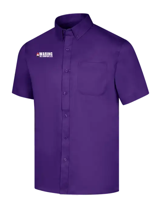 Short Sleeve Purple Superpro React Twill Shirt w/Waring Oil Logo