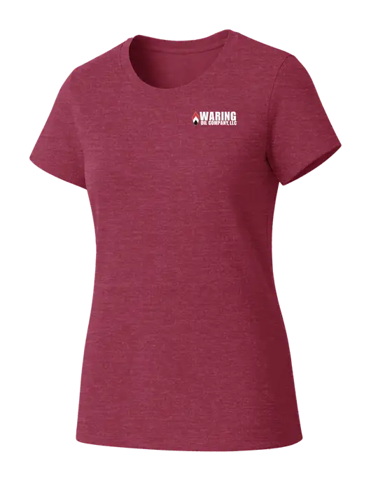 Womens Seriously Soft Heathered Cardinal T-Shirt w/Waring Oil Logo