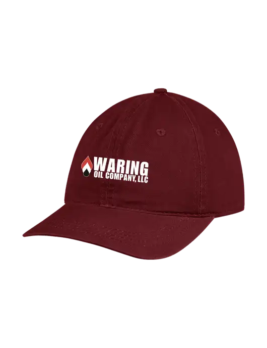 Garment Washed Unstructured Twill Maroon Cap w/Waring Oil Logo