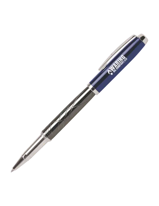 Modernist Blue Rollerball Pen - Black Ink w/Waring Oil Logo