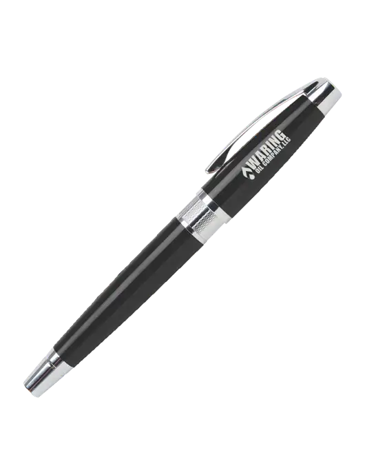 Masscotti Black Rollerball Pen - Black Ink w/Waring Oil Logo
