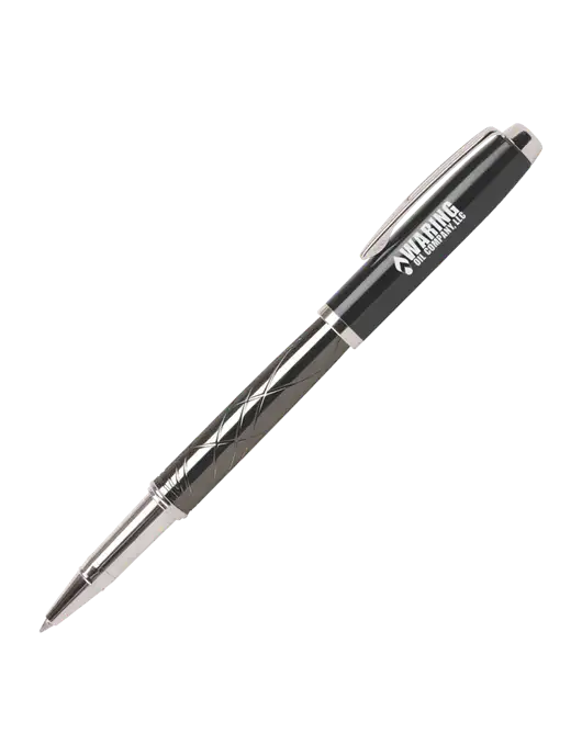 Modernist Black Rollerball Pen - Black Ink w/Waring Oil Logo