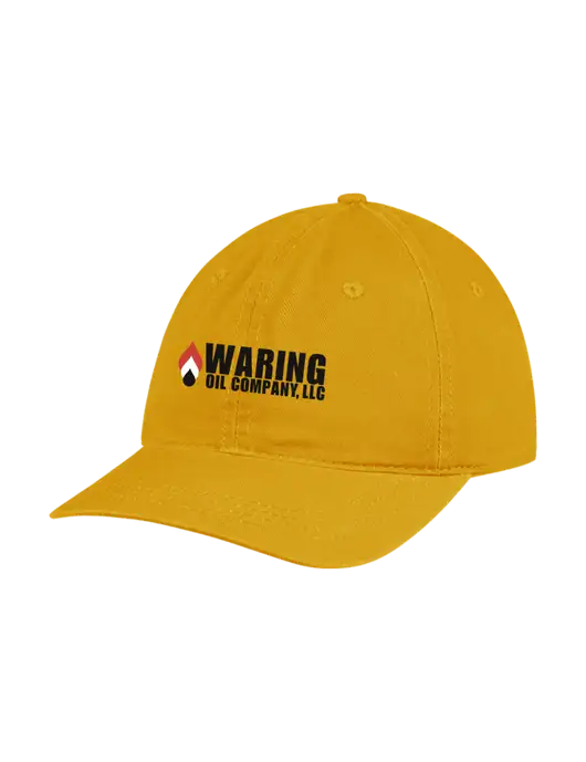 Garment Washed Unstructured Twill Yellow Gold Cap w/Waring Oil Logo