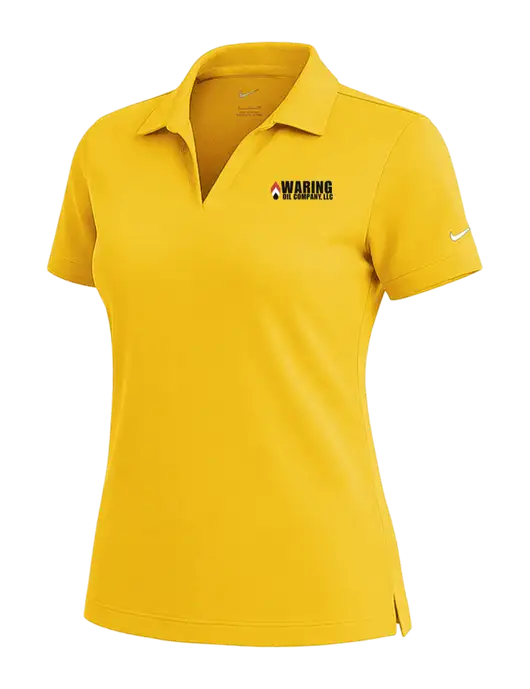 NIKE Yellow Gold Womens Dri-Fit Micro Pique Polo w/Waring Oil Logo