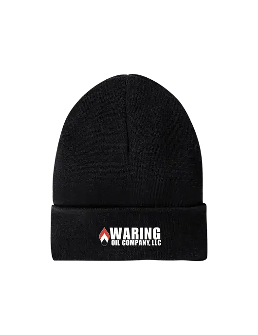 Recycled Black Beanie w/Waring Oil Logo